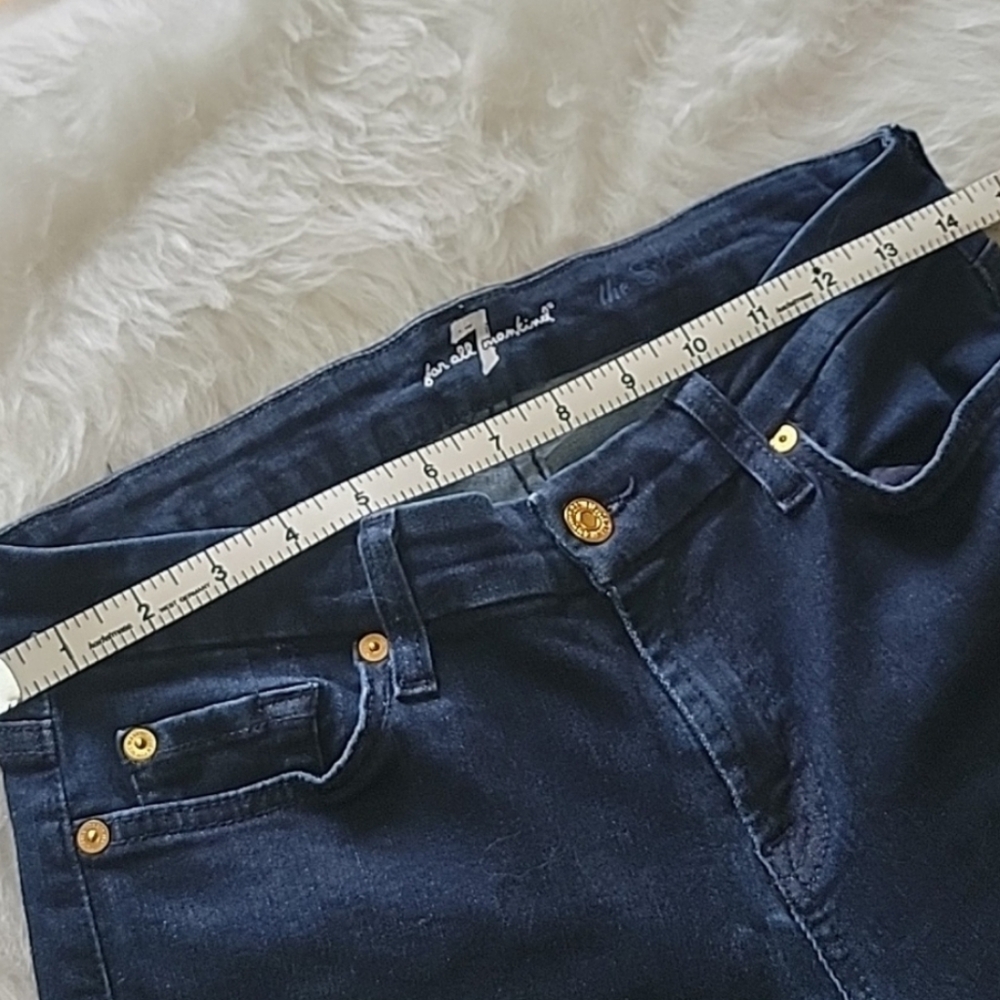 7 FOR ALL MANKIND‎ The Skinny Dark Wash Raw Hem Stretch Casual Designer Jeans 30 - Picture 7 of 11